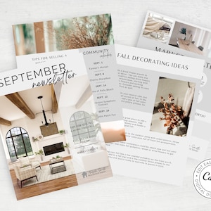 Modern Real Estate Newsletter Templates, Realtor Newsletter for Buyers, September Newsletter Real Estate, Realtor Newsletter Template