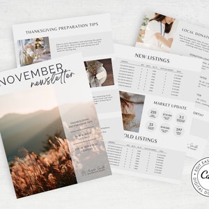 Modern Real Estate Newsletter Templates, Realtor Newsletter for Buyers, November Newsletter Real Estate, Realtor Newsletter Template