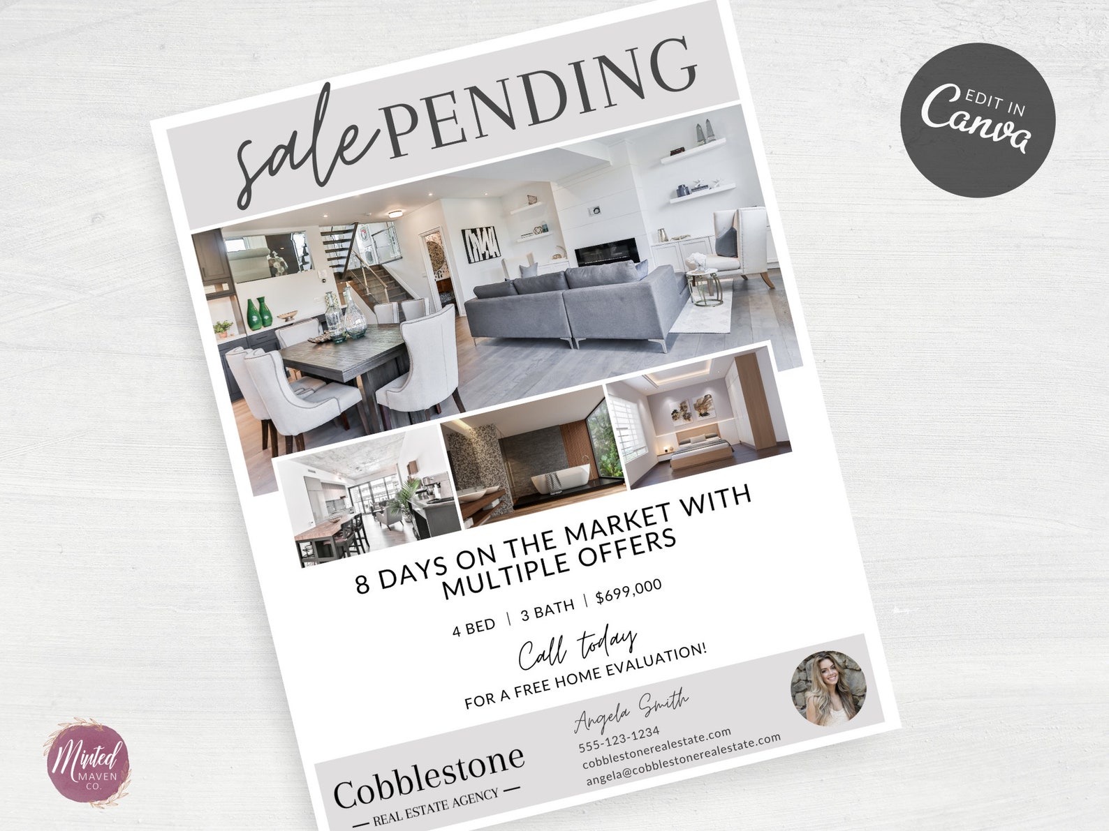 Real Estate Sale Pending Flyer Template Realtor Marketing and Etsy