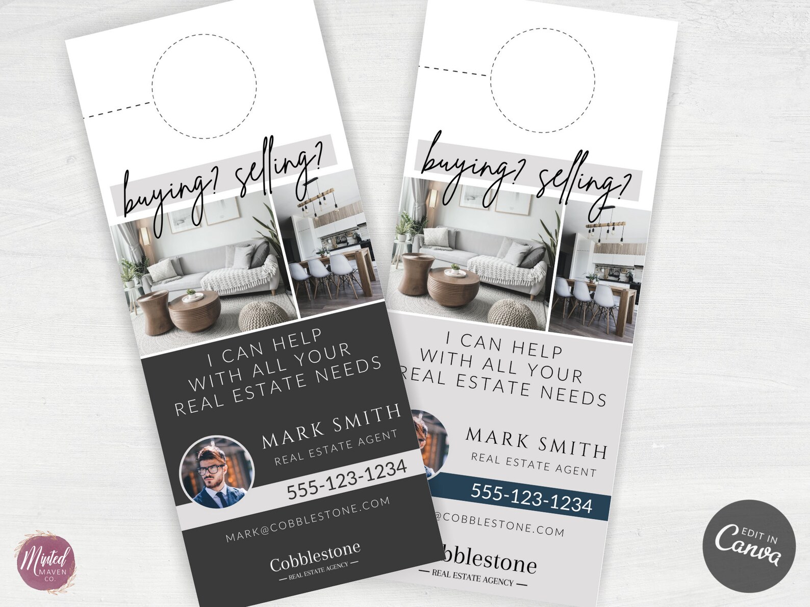 Real Estate Door Hanger Tag Template Design Real Estate Etsy