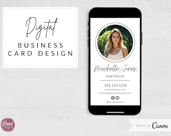 Modern Digital Business Card Design with Photo, Custom Business Card Template, Minimalist Business Card, Digital Business Card Template