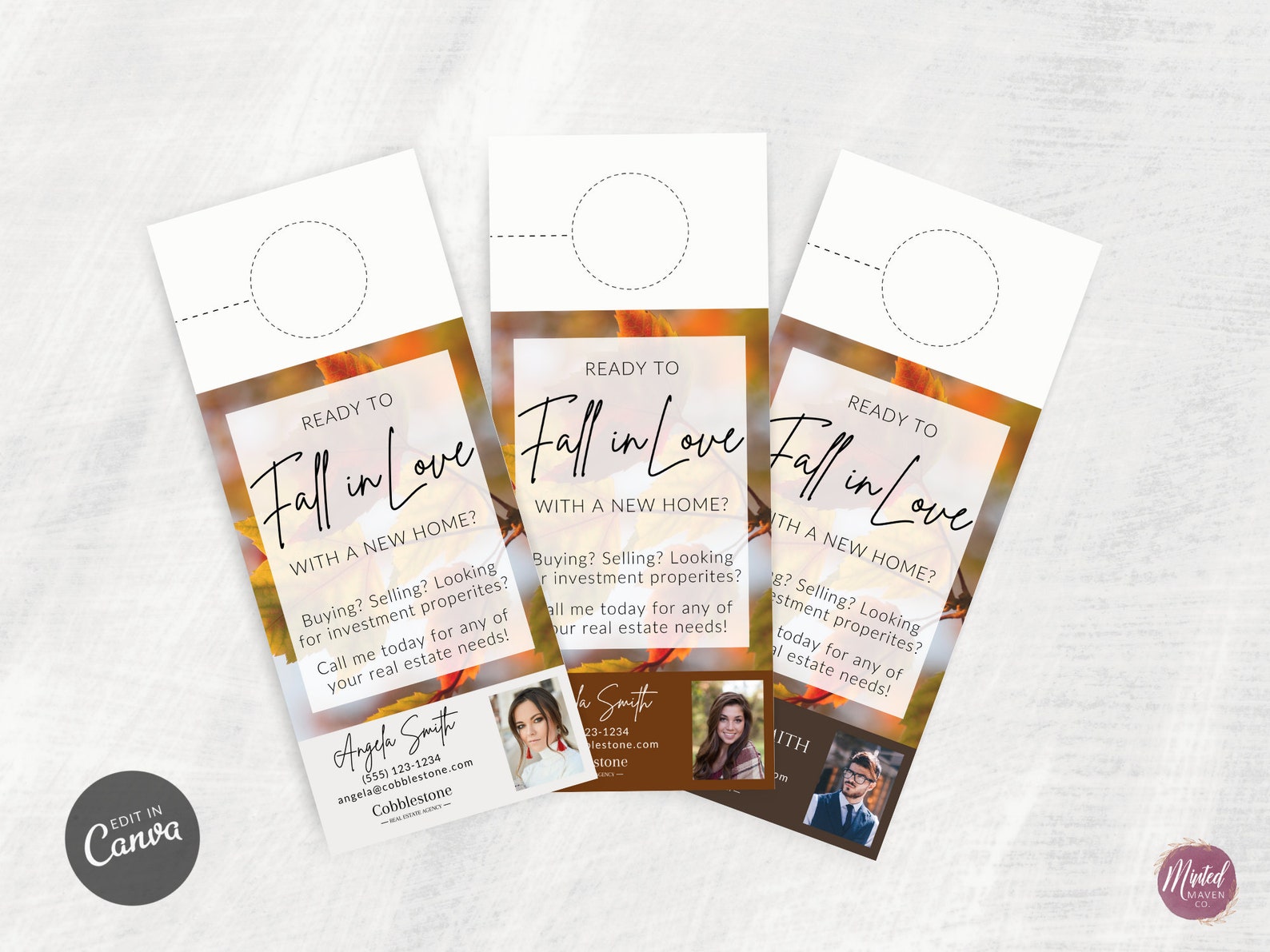 Real Estate Door Hanger Tag Template Design Real Estate Fall Etsy