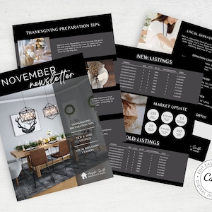 Modern Real Estate Newsletter Templates, Realtor Newsletter for Buyers, November Newsletter Real Estate, Realtor Newsletter Template