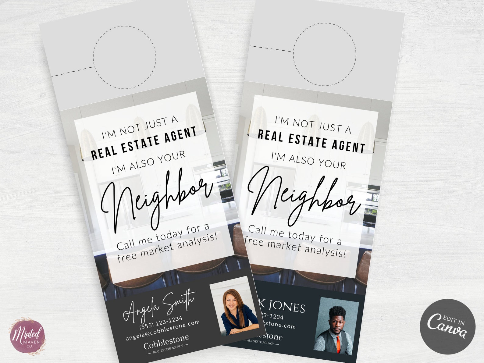 Real Estate Door Hanger Tag Template Design Real Estate Etsy