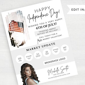 Real Estate 4th of July Flyer, Independence Day Flyer, Real Estate Marketing, Real Estate Flyer Template, Real Estate Marketing Instagram