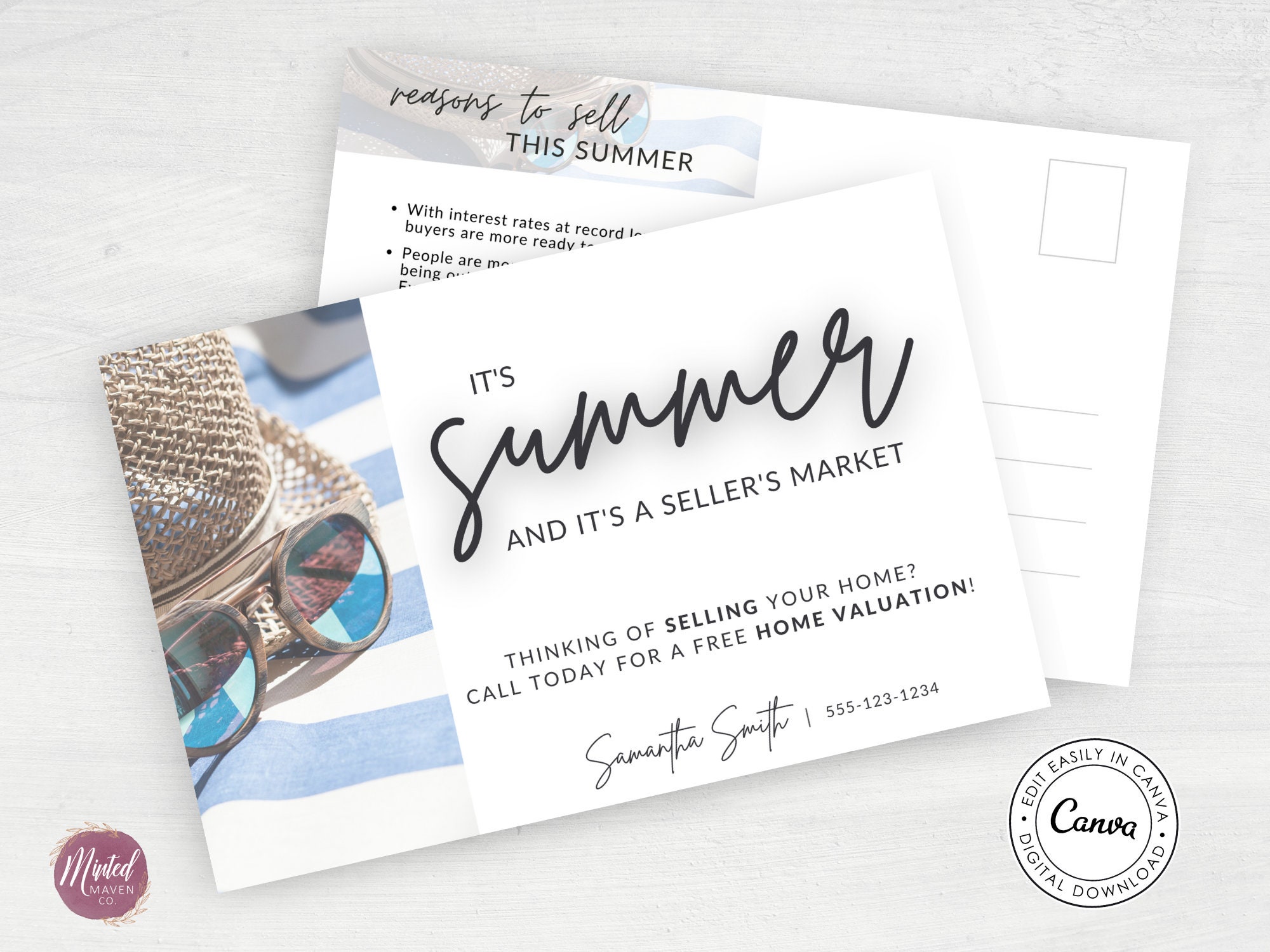 Real Estate Summer Marketing Postcard Realtor Farming Etsy