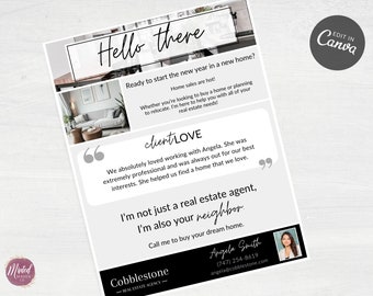 Modern Real Estate Introduction Flyer Template Design, Real Estate Flyer Marketing and Branding, Realtor Hello Flyer, Real Estate Printables