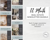 12-Month Real Estate Newsletter Template: Canva Editable (Digital Download)