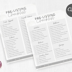 Real Estate Pre-Listing Checklist Template for Sellers, Real Estate Marketing, Realtor Marketing and Branding, Modern Seller Checklist