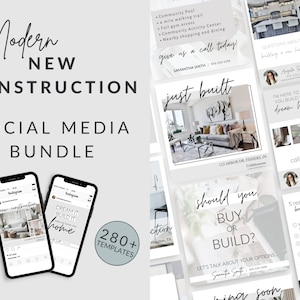 Modern New Construction Social Media Bundle, Real Estate Social Media Templates, Real Estate Instagram Posts, Real Estate Facebook Posts