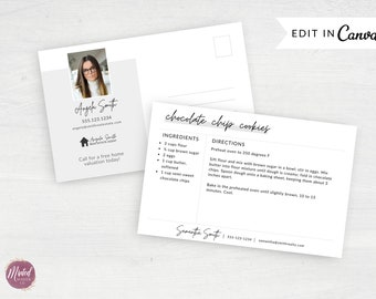 Real Estate Recipe Post Card, Realtor Farming Postcard, Real Estate Marketing, Realtor Marketing, Realtor Recipe Postcard Template