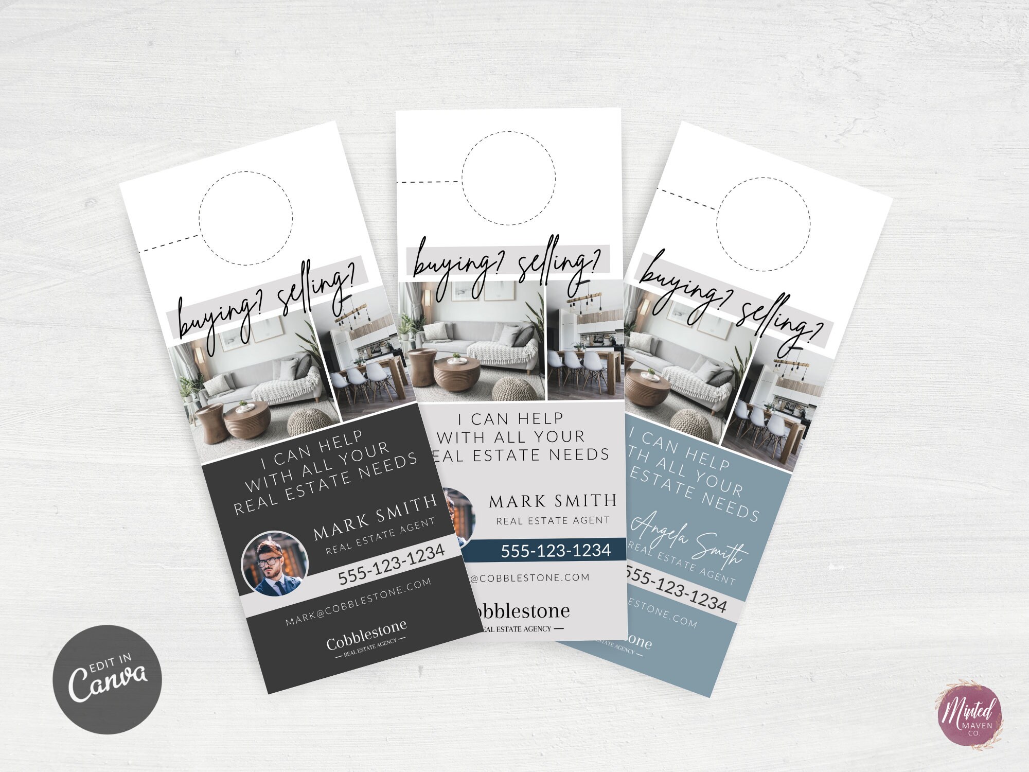 Real Estate Door Hanger Tag Template Design Real Estate Etsy