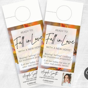 Real Estate Door Hanger Tag Template Design, Real Estate Fall Marketing, Real Estate Marketing, Real Estate Farming, Realtor Door Knocking