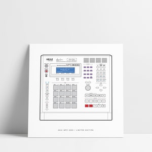 AKAI MPC 3000 - Limited Edition - J Dilla - Drum Machine - Minimalist - Illustration - Art Print - 12&quot; x 12&quot;