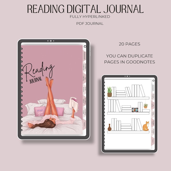Digital Reading Journal, Reading Tracker, Reading Log, Book Review, Book Shelf , Reading Digital Planner, GoodNotes, Book Journal