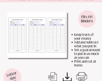 Cash Envelope Tracker: Printable Savings & Spending (PDF)