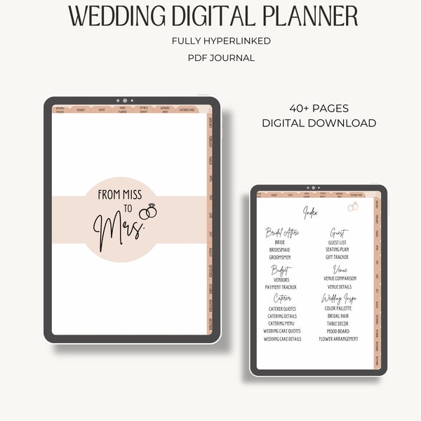 Wedding Planner, Digital Wedding Planner, iPad Wedding Planner, Budget Tracker, Goodnotes Planner, Minimalist Wedding Planner, checklist