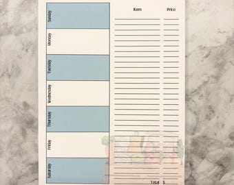 Weekly Meal Planner Notepad | A5 Grocery List, Budget Planning