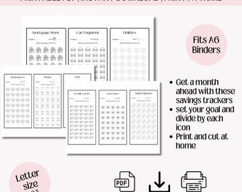 A6 Savings Challenge: Bill Tracker, Budget Binder (PDF)