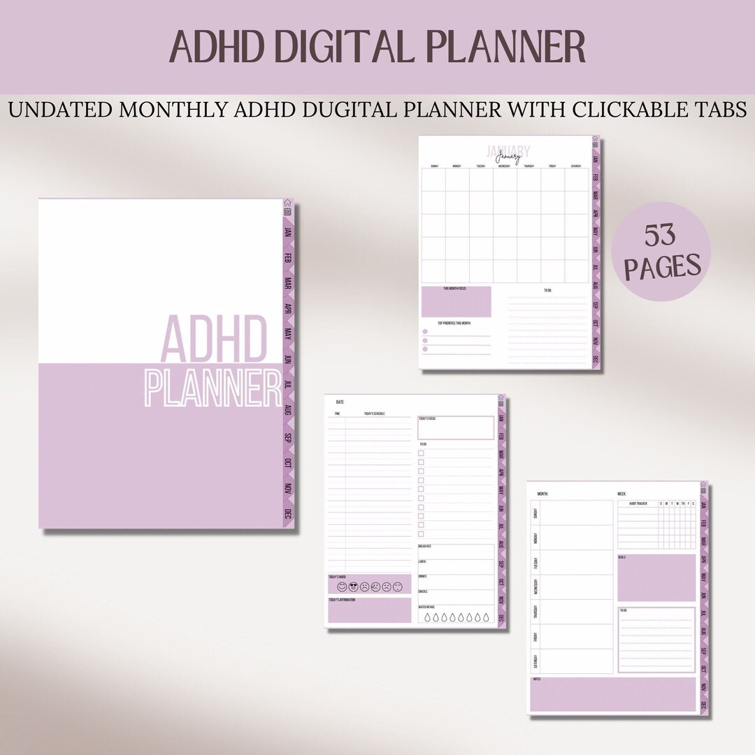 ADHD Digital Planner PDF Planner Adhd Journal Life Planner - Etsy
