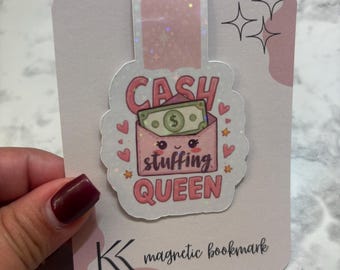 Handmade Holographic Bookmark | Cash Stuffing Queen Magnetic Page Marker