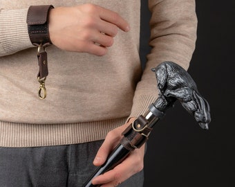 Leather Wrist Strap For Walking Cane, Wristband For Walking Sticks and Canes - Universal