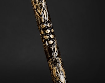 Black Elegant Walking Stick for Ladies Vine, Hand Carved Cane for Balance - Ornamental Grapevine Design