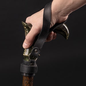 Walking Stick Wrist Cord - Clamp Black Walking Cane Wrist Strap - Universal