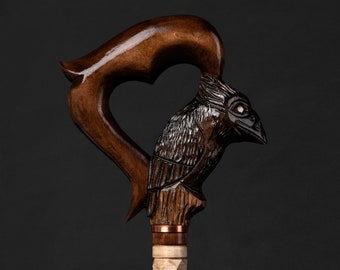 Bengala de designer Fancy Black Raven com cabo de corvo para homens e mulheres, estilo incomum