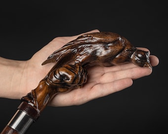 Falconry Walking Cane Fancy Hand Carved Cane, Best Canes for Seniors