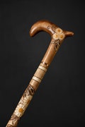 Walking Cane for Ladies Chamomile Flower, Hand-carved pretty cane with Floral Design with intricate detailing, Rubber tip product logo
