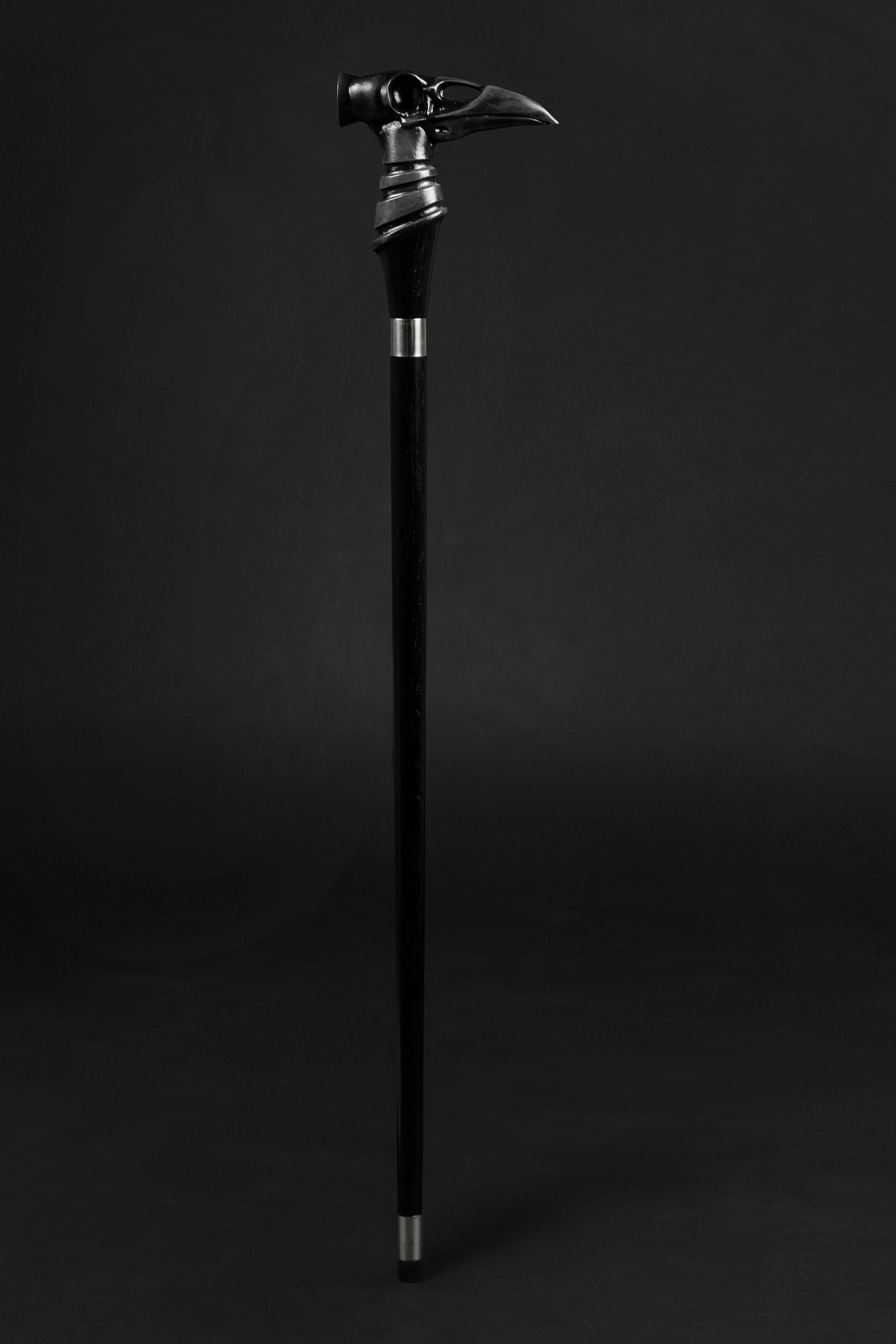 Gothic Skull Head Walking Stick Handle - Black Resin Cane Topper, Decorative & Ergonomic