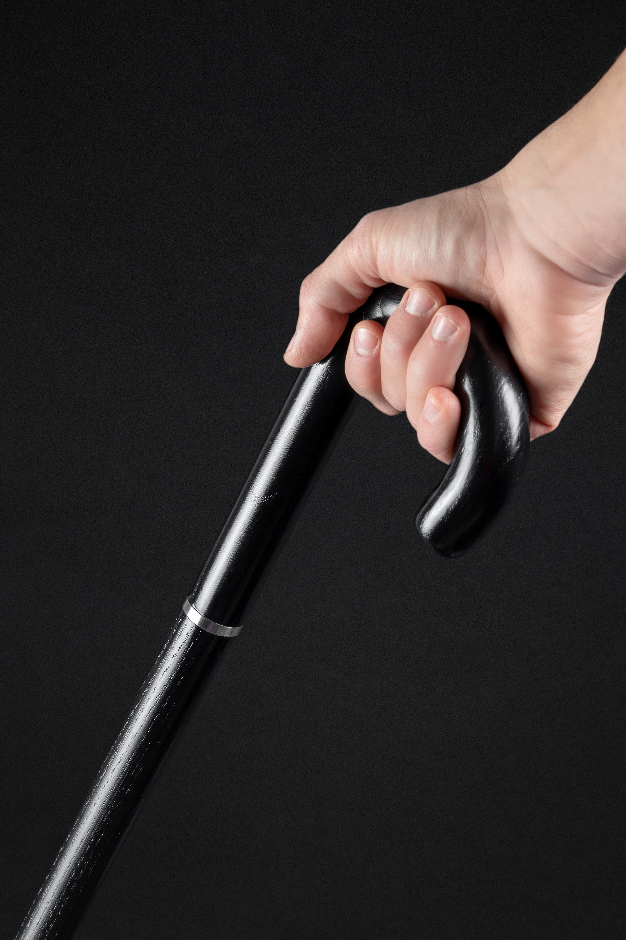 thumbnail image 2 of Black Metal Revolver Walking Cane - 37 Inch Mobility Stick With Rubber Foot For Adults 2 of 6