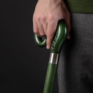 Artisan Walking Cane for Men - Color Green, Designer Walking Stick