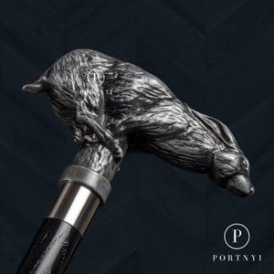 Victorian Rabbit Walking Cane, Wooden Rabbit Head Walking Stick, Carving Handle Unusual Walking Sticks