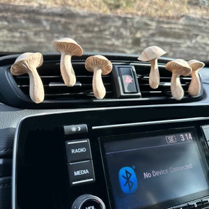 Mushroom CAR AIR FRESHENER Hand Carved Wood Mushroom Diffuser For Essential & Fragrance Oils Wood Car Air Freshener Cottage Core image 1