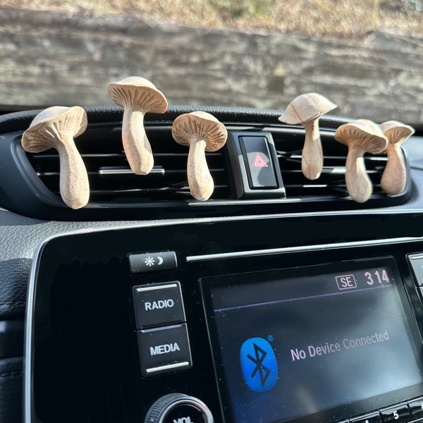 Mushroom CAR AIR FRESHENER | Hand Carved Wood Mushroom Diffuser For Essential & Fragrance Oils | Wood Car Air Freshener | Cottage Core
