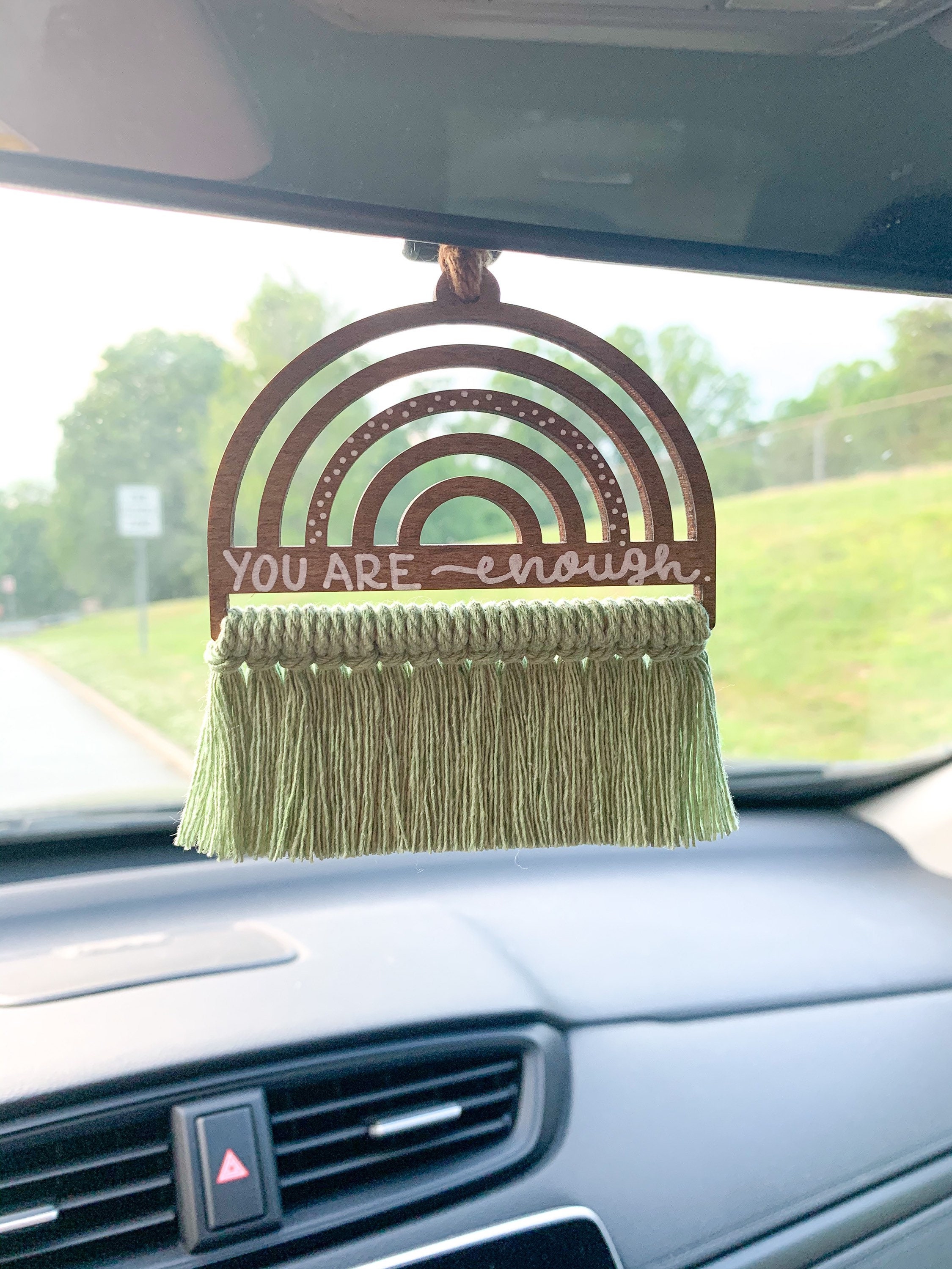 RAINBOW CAR CHARM Car Accessories Macrame You Are Enough