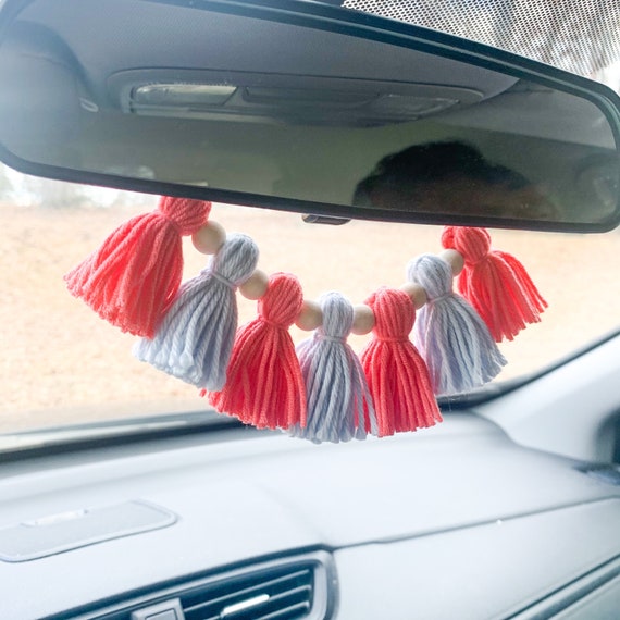 Boho Tassel Car Charm Rear View Mirror Hanging Car Etsy