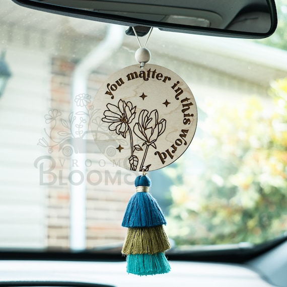 YOU MATTER CHARM | Car Charm | Rear View Mirror Charm | Car Accessories |  Rear View Mirror Hanger with Tassel | Inspirational Gift
