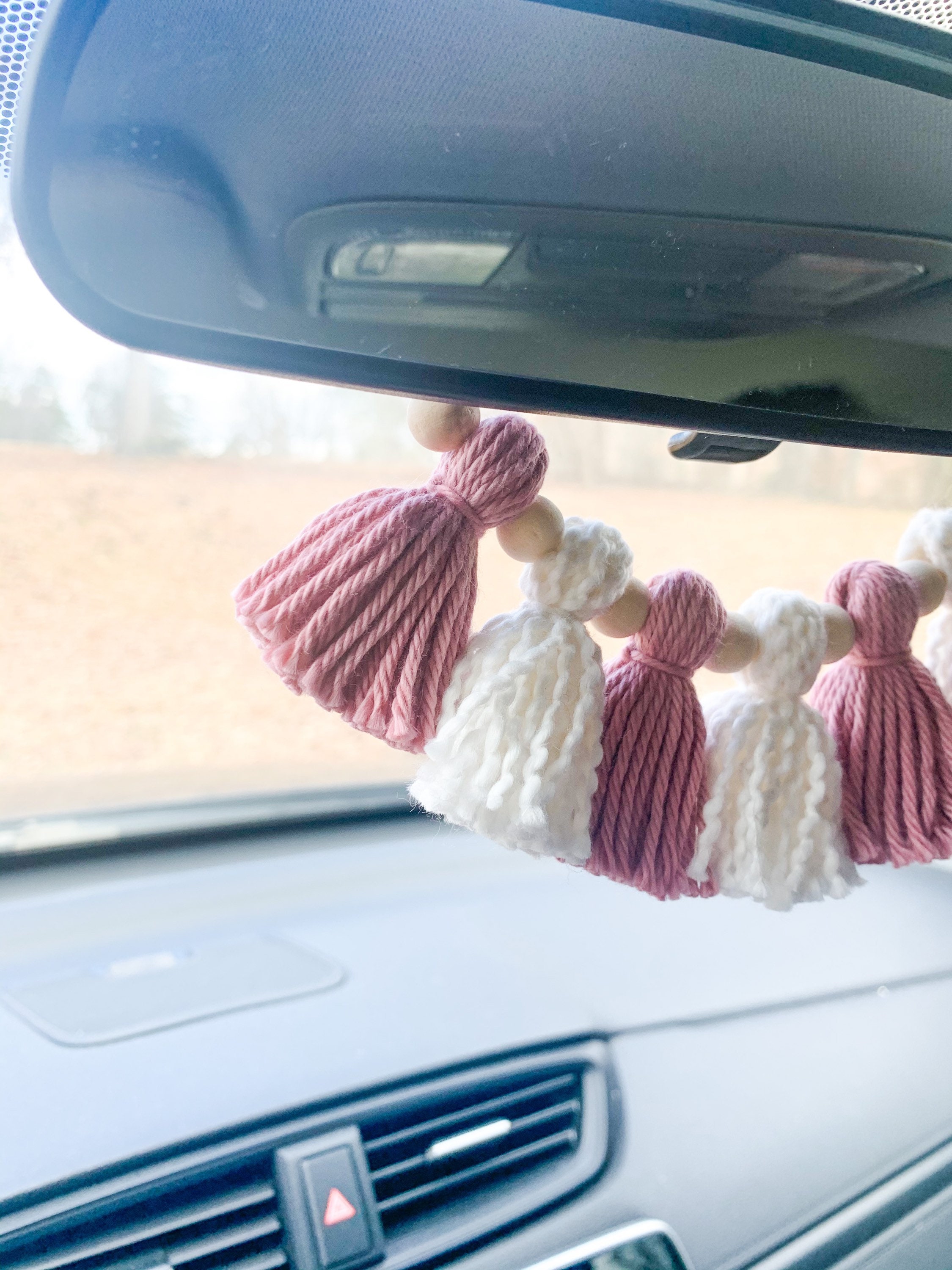 Boho Tassel Car Charm Rear View Mirror Hanging Car Etsy
