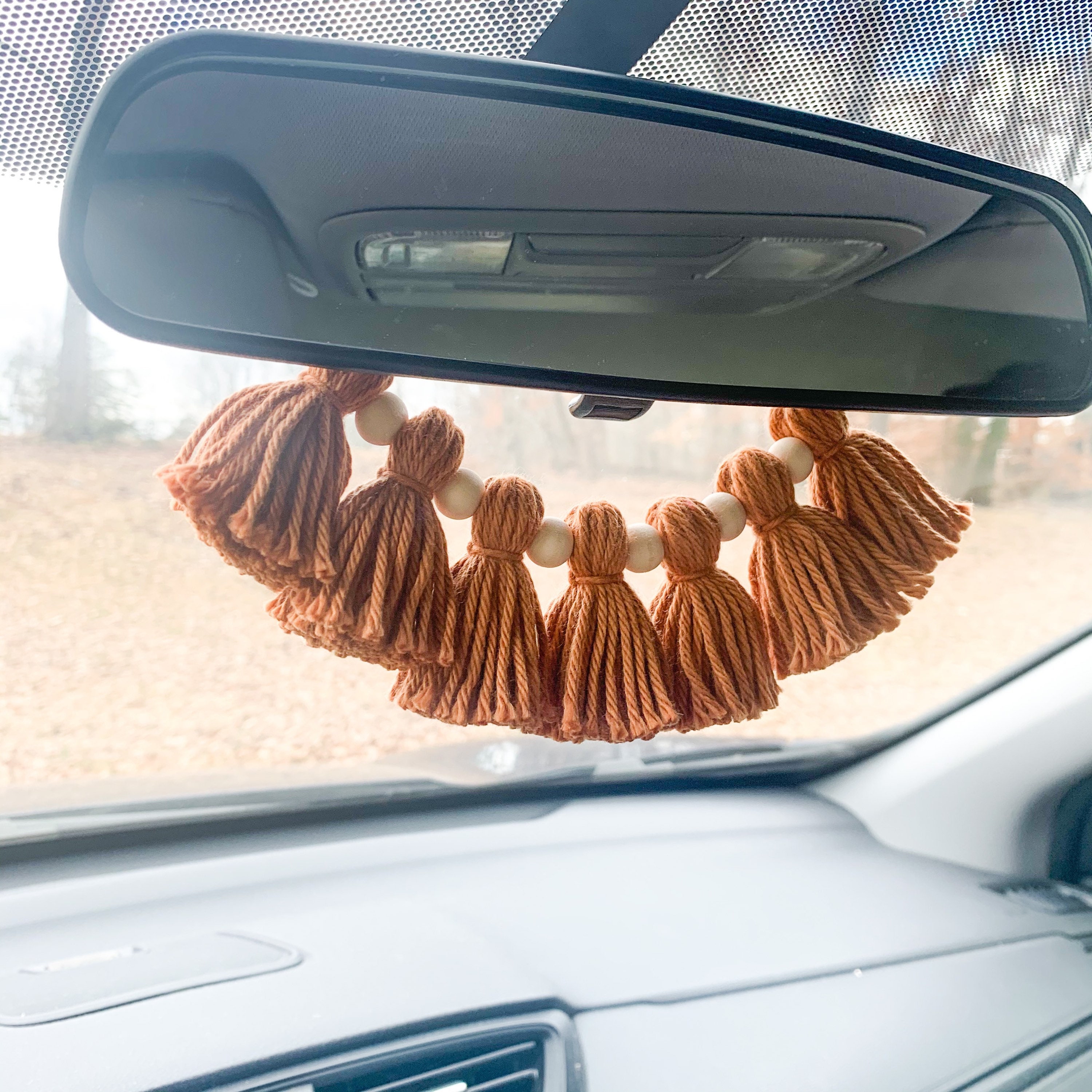 Boho Tassel Car Charm Rear View Mirror Hanging Car Etsy