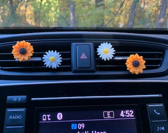 CLIPS PARA VENTILACIÓN DE GIRASOL / Clips para ventilación de margaritas / Clips para ventilación de flores / Clips para ventilación de automóviles / Clips para ventilación de plantas / Decoración para ventilación de automóviles / Accesorios lindos para automóviles