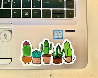 Succulent Sticker // Matte Cactus Sticker // MacBook Laptop Sticker // Potted Plants Sticker // Cute Cactus Sticker // Cactus Family