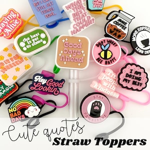 TUMBLER STRAW TOPPER | Tumbler Accessories | Gifts for Her | Straw Toppers | Cute Quotes Encouraging Trendy Straw Cover | Valentines Gift