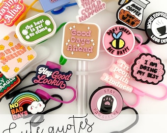 TUMBLER STRAW TOPPER | Tumbler Accessories | Gifts for Her | Straw Toppers | Cute Quotes Encouraging Trendy Straw Cover | Valentines Gift