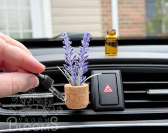 Lavender CAR AIR FRESHENER Flower Plant Diffuser for Car | Car Accessories | Fragrance Essential Oil Diffuser | Plant Lover Gift | Reusable