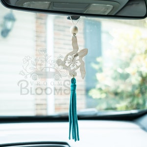 SEA TURTLE car charm| Rearview Charm | Car Accessories | Rearview Mirror Hanger with Tassel | Sea Turtle Car Charm | Wooden Beach Car charm