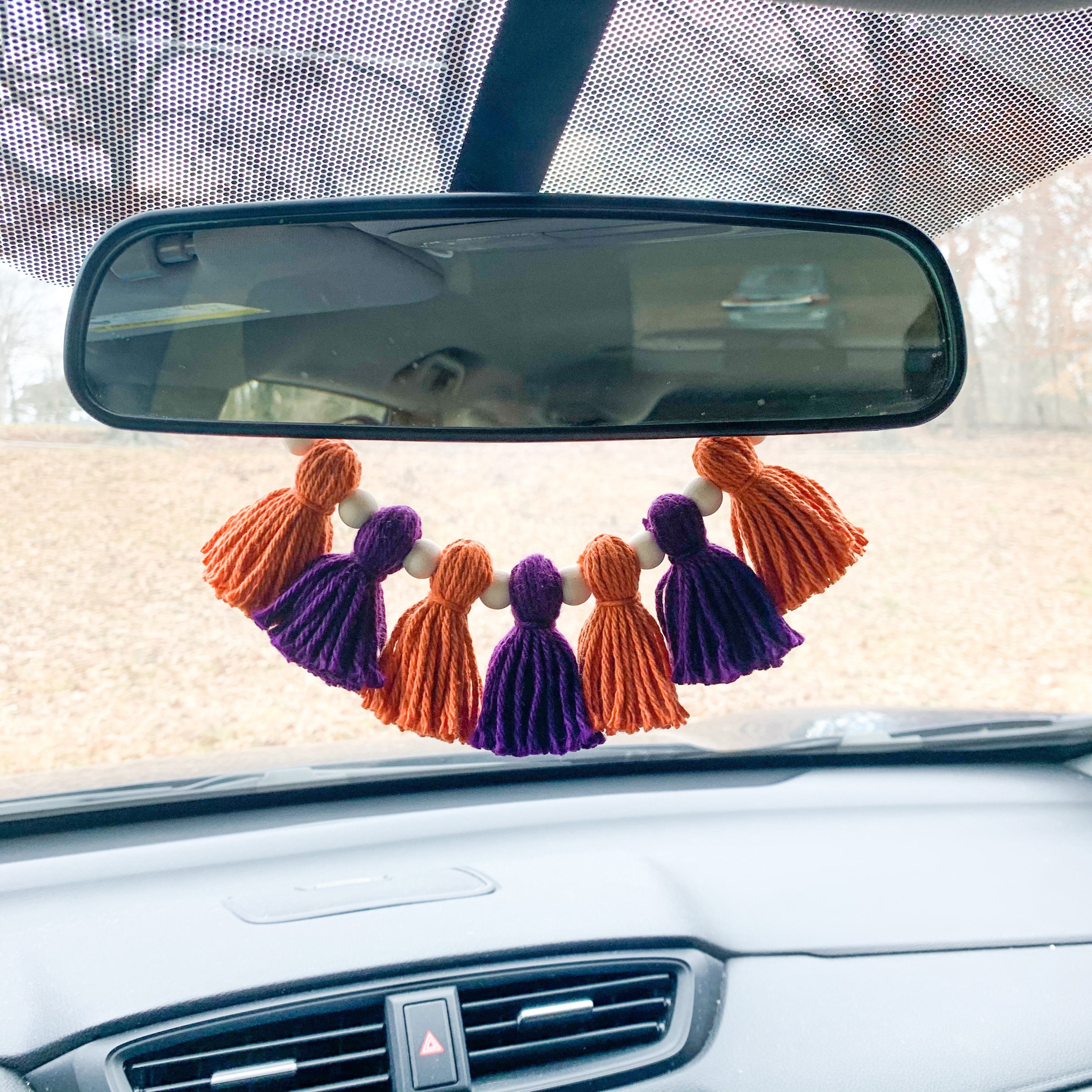 Clemson Car Accessories Boho Tassel Car Charm Rear View Etsy