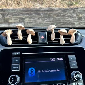 Mushroom CAR AIR FRESHENER Hand Carved Wood Mushroom Diffuser For Essential & Fragrance Oils Wood Car Air Freshener Cottage Core image 3
